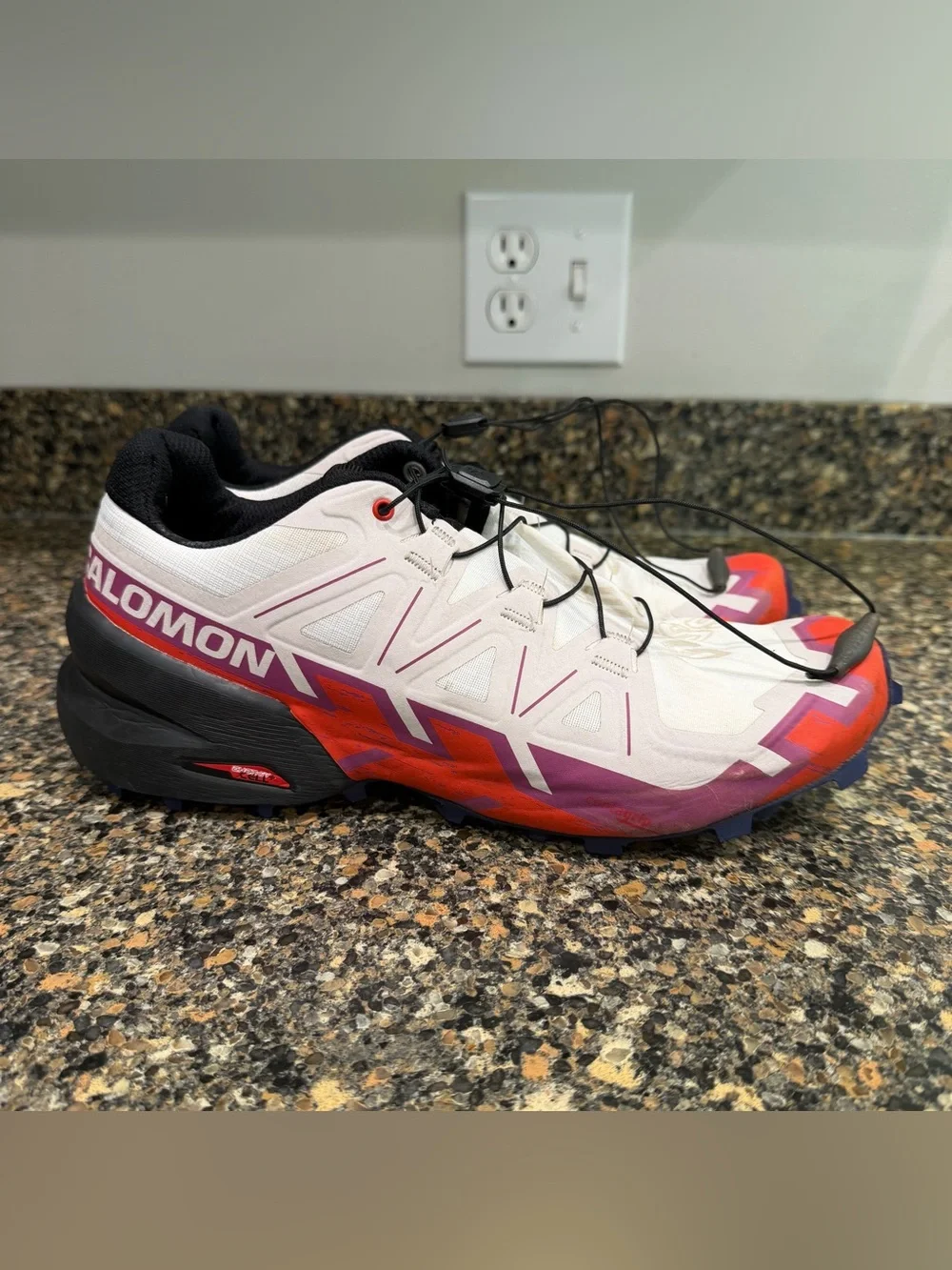 Salomon Women's White Purple Red Athletic Trail Shoes